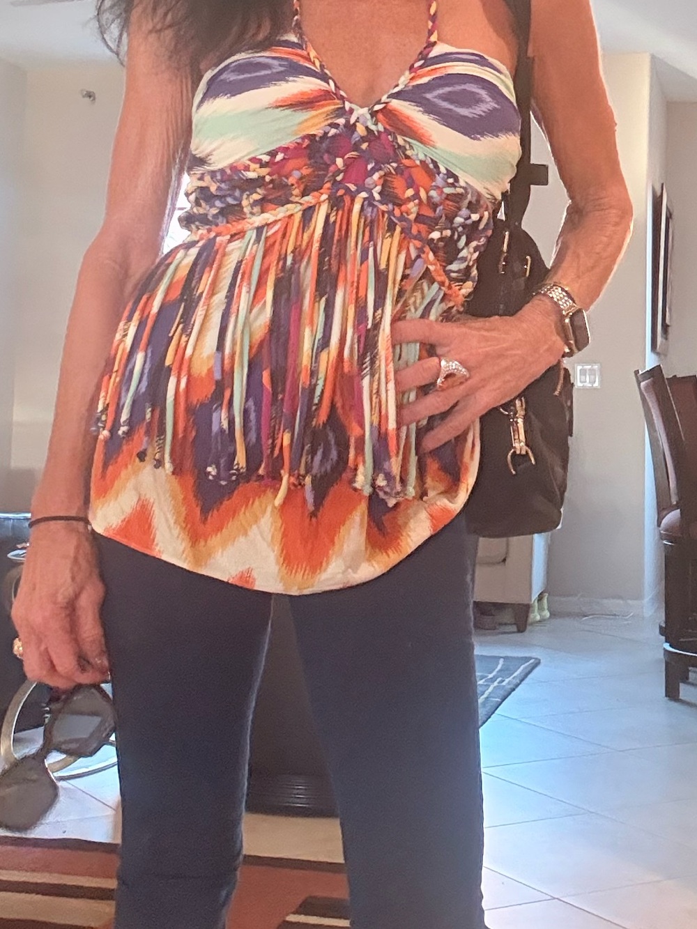Fringed Sky Multicolor Halter Camisole Top - Vibrant Mix